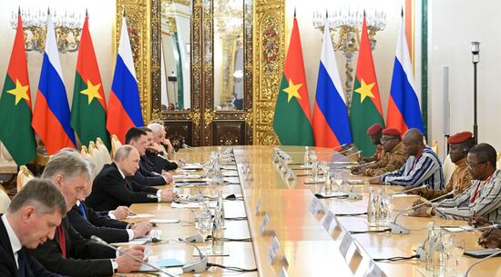 President of Russia Vladimir Putin meets with President of Burkina Faso Ibrahim Traore