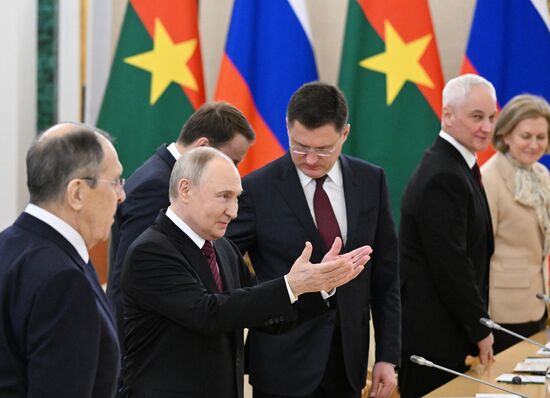 President of Russia Vladimir Putin meets with President of Burkina Faso Ibrahim Traore
