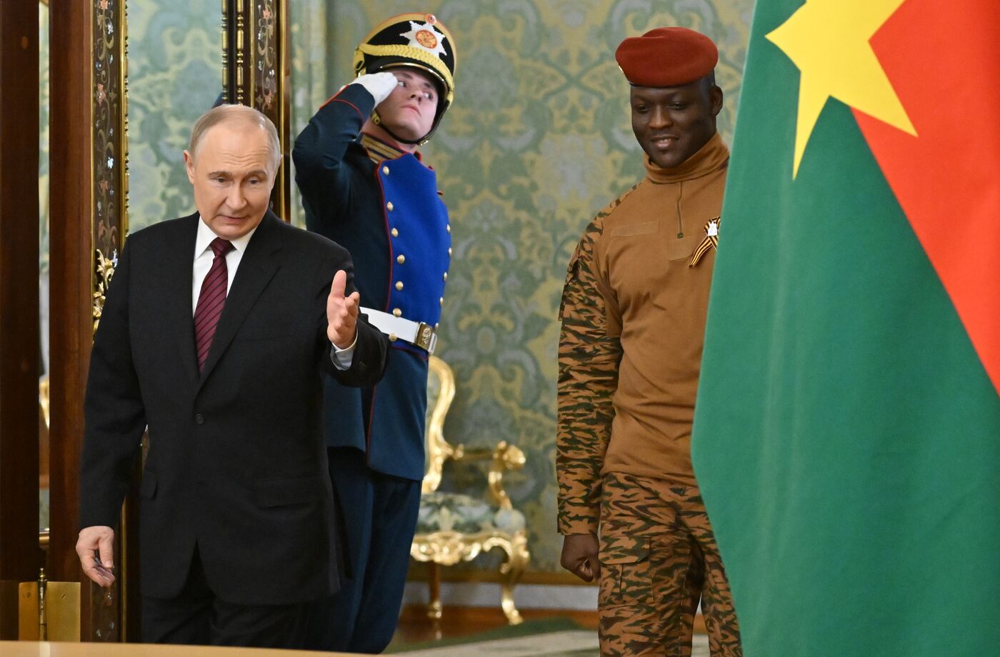 President of Russia Vladimir Putin meets with President of Burkina Faso Ibrahim Traore