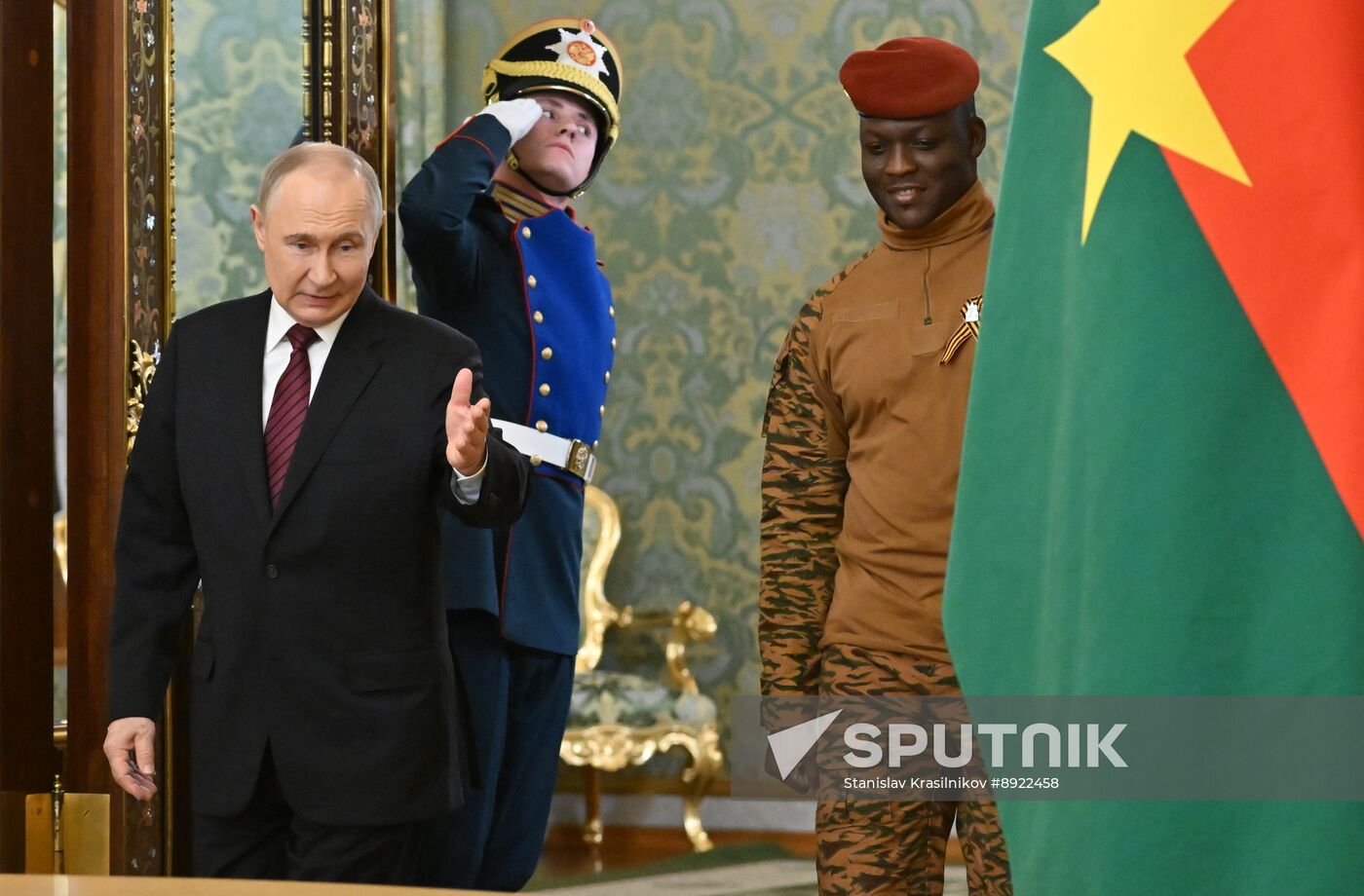 President of Russia Vladimir Putin meets with President of Burkina Faso Ibrahim Traore