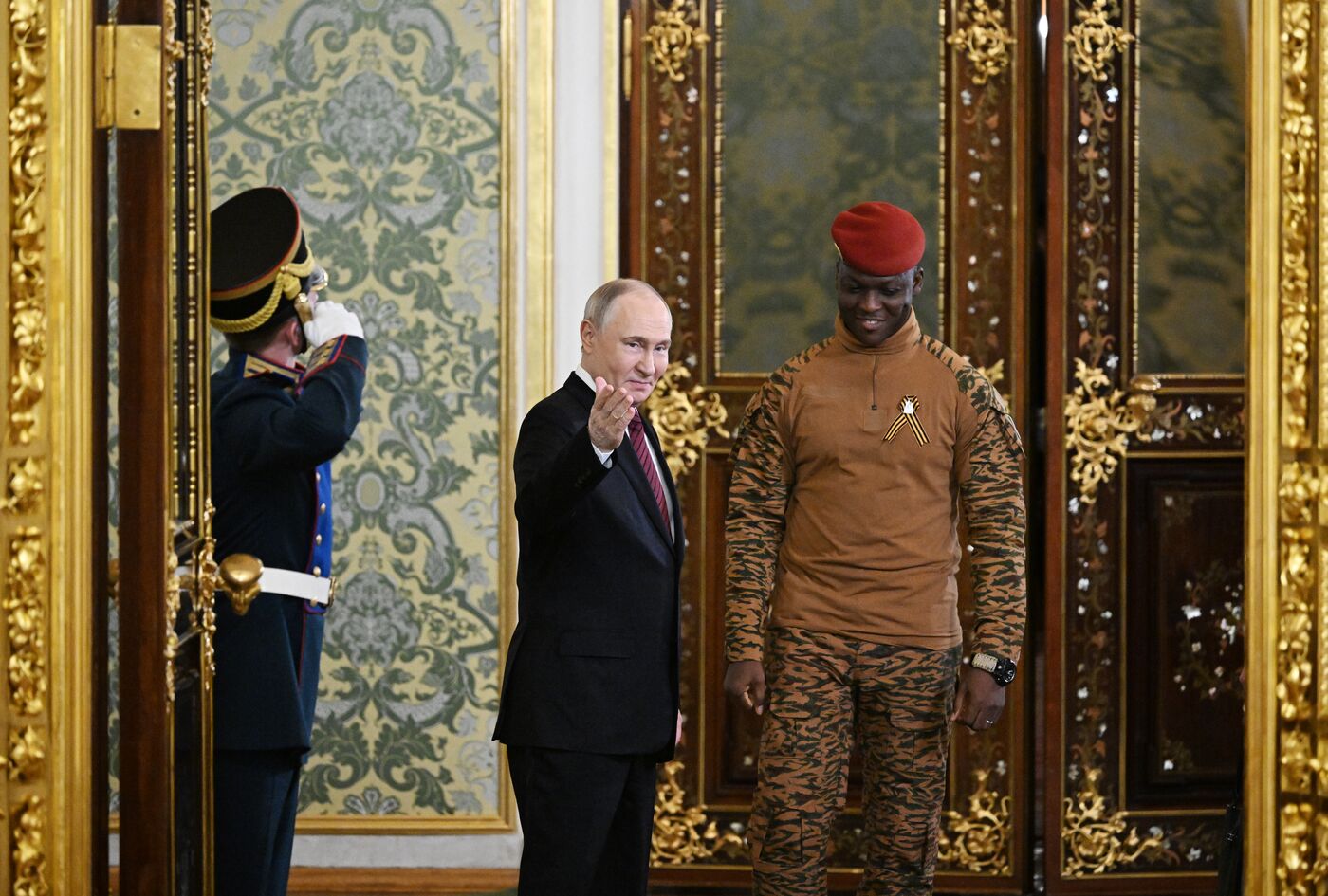 President of Russia Vladimir Putin meets with President of Burkina Faso Ibrahim Traore
