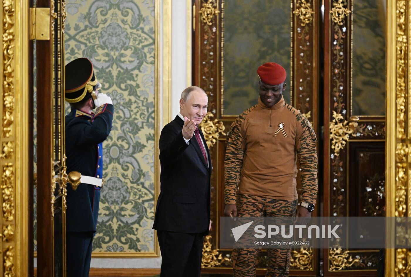 President of Russia Vladimir Putin meets with President of Burkina Faso Ibrahim Traore