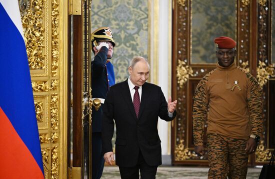 President of Russia Vladimir Putin meets with President of Burkina Faso Ibrahim Traore