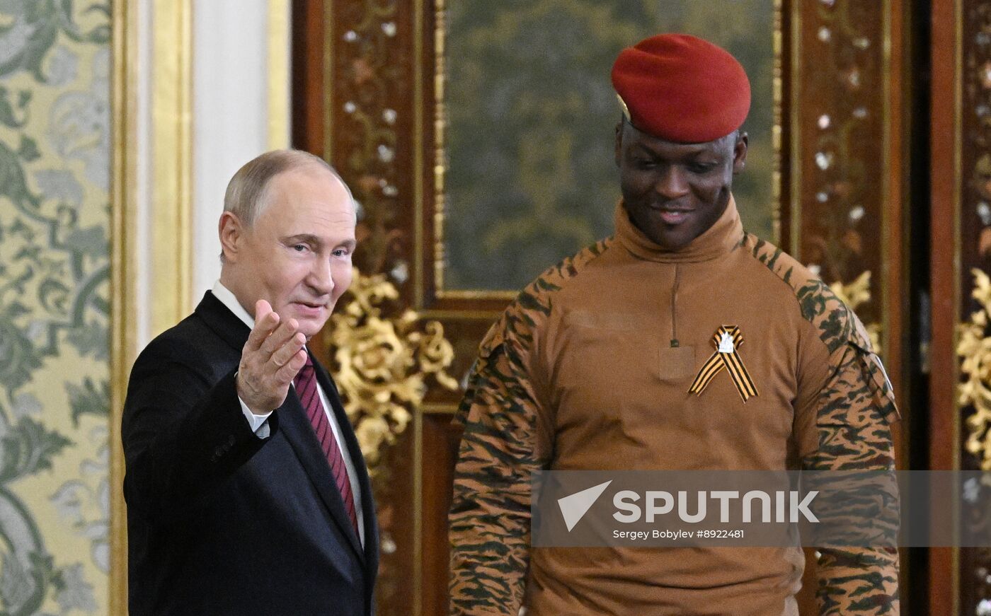 President of Russia Vladimir Putin meets with President of Burkina Faso Ibrahim Traore