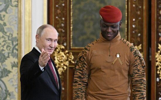 President of Russia Vladimir Putin meets with President of Burkina Faso Ibrahim Traore