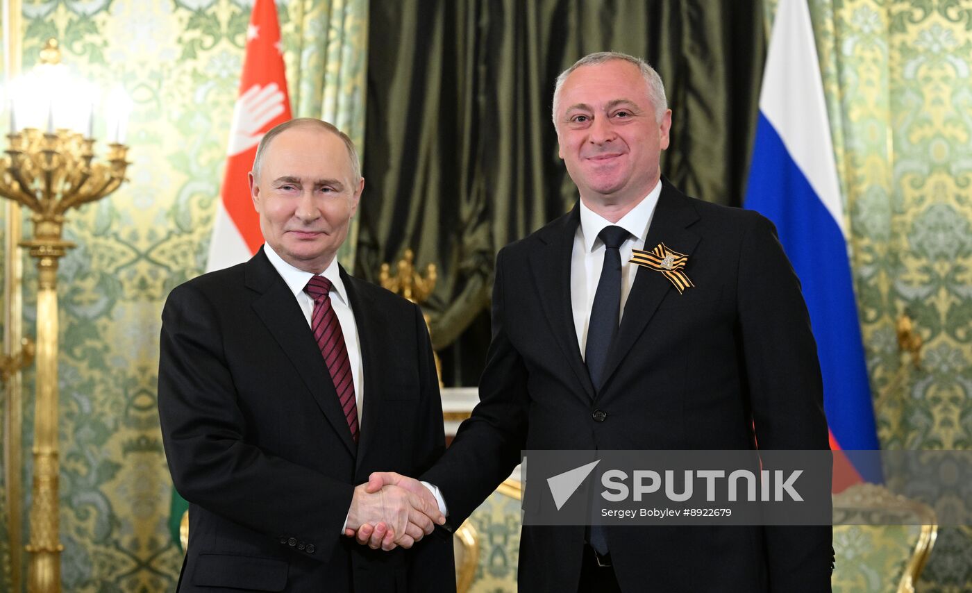 President of Russia Vladimir Putin meets with President of Abkhazia Badra Gunba
