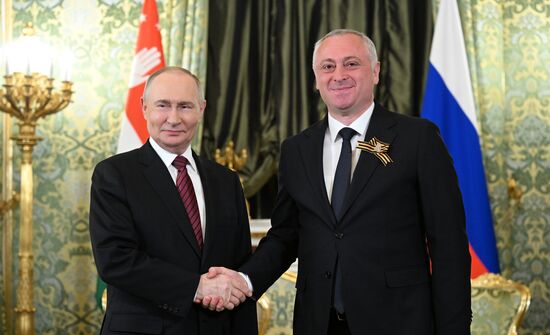 President of Russia Vladimir Putin meets with President of Abkhazia Badra Gunba