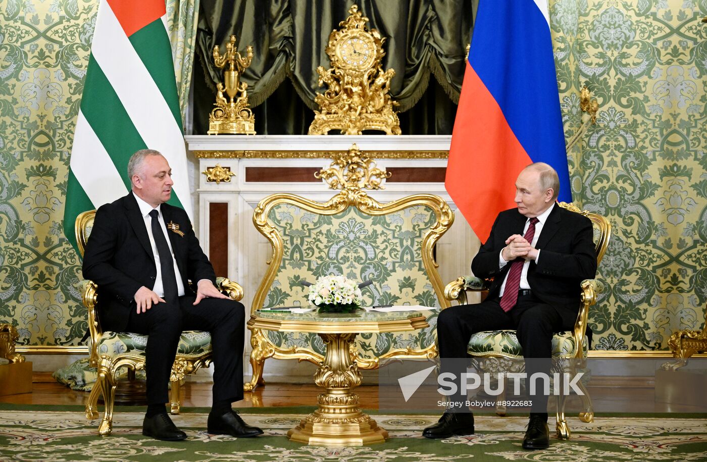 President of Russia Vladimir Putin meets with President of Abkhazia Badra Gunba