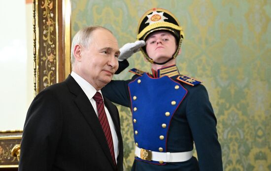 President of Russia Vladimir Putin meets with President of Abkhazia Badra Gunba