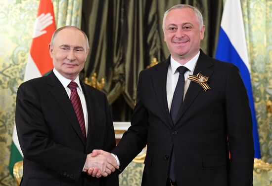 President of Russia Vladimir Putin meets with President of Abkhazia Badra Gunba