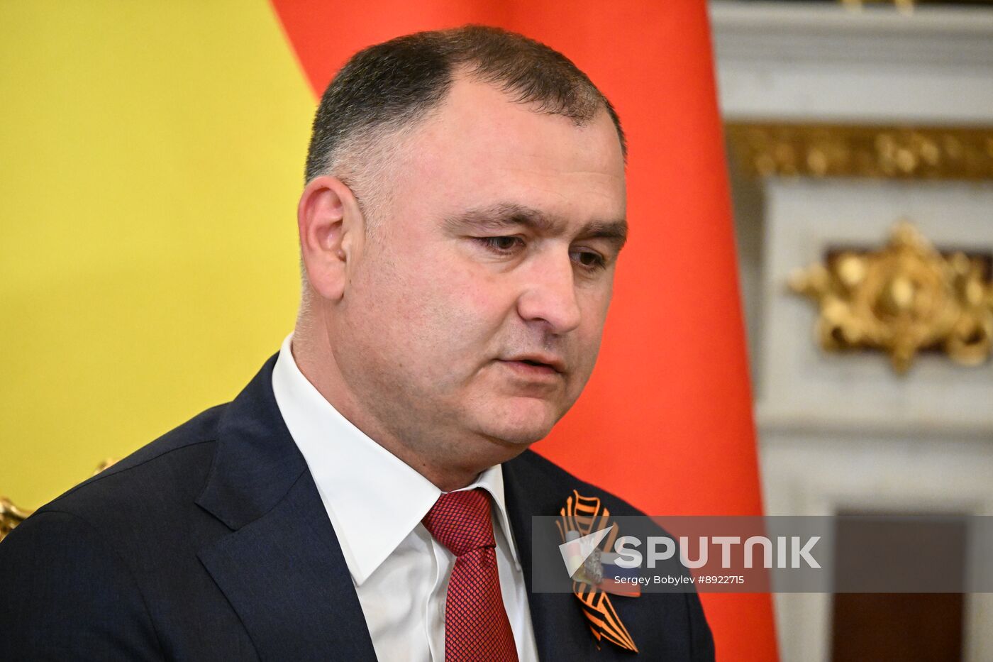 President of Russia Vladimir Putin meets with President of South Ossetia Alan Gagloev