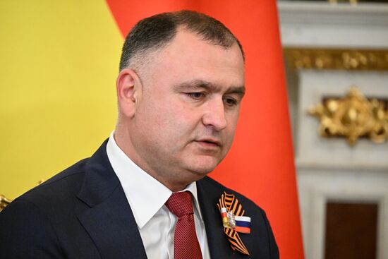President of Russia Vladimir Putin meets with President of South Ossetia Alan Gagloev