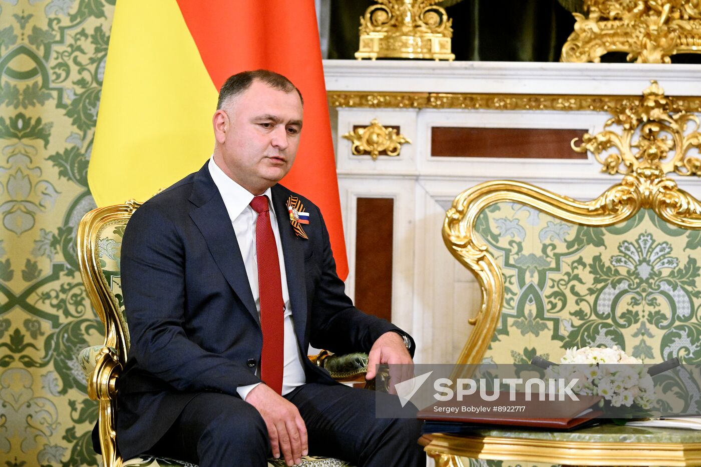 President of Russia Vladimir Putin meets with President of South Ossetia Alan Gagloev