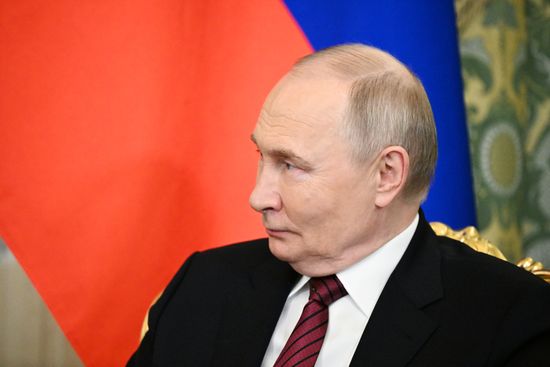 President of Russia Vladimir Putin meets with President of South Ossetia Alan Gagloev