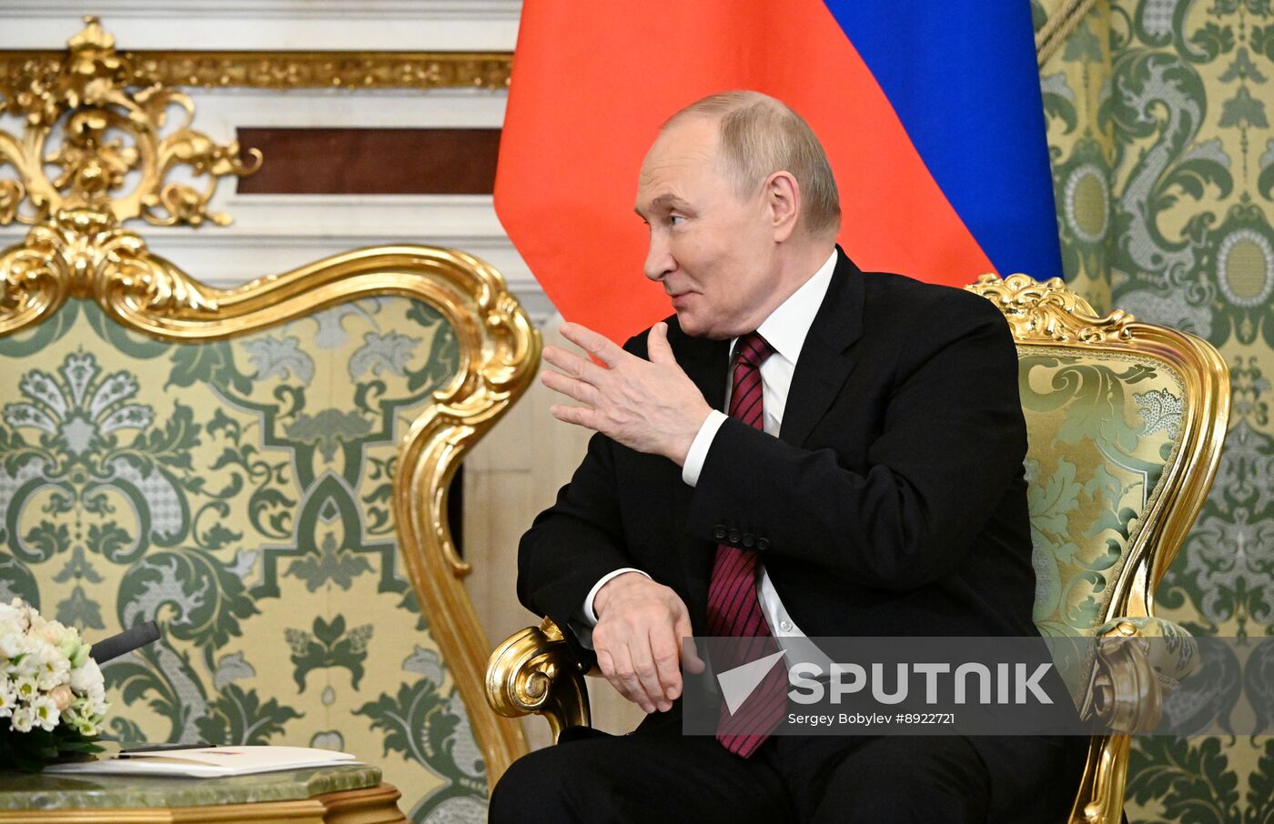 President of Russia Vladimir Putin meets with President of South Ossetia Alan Gagloev
