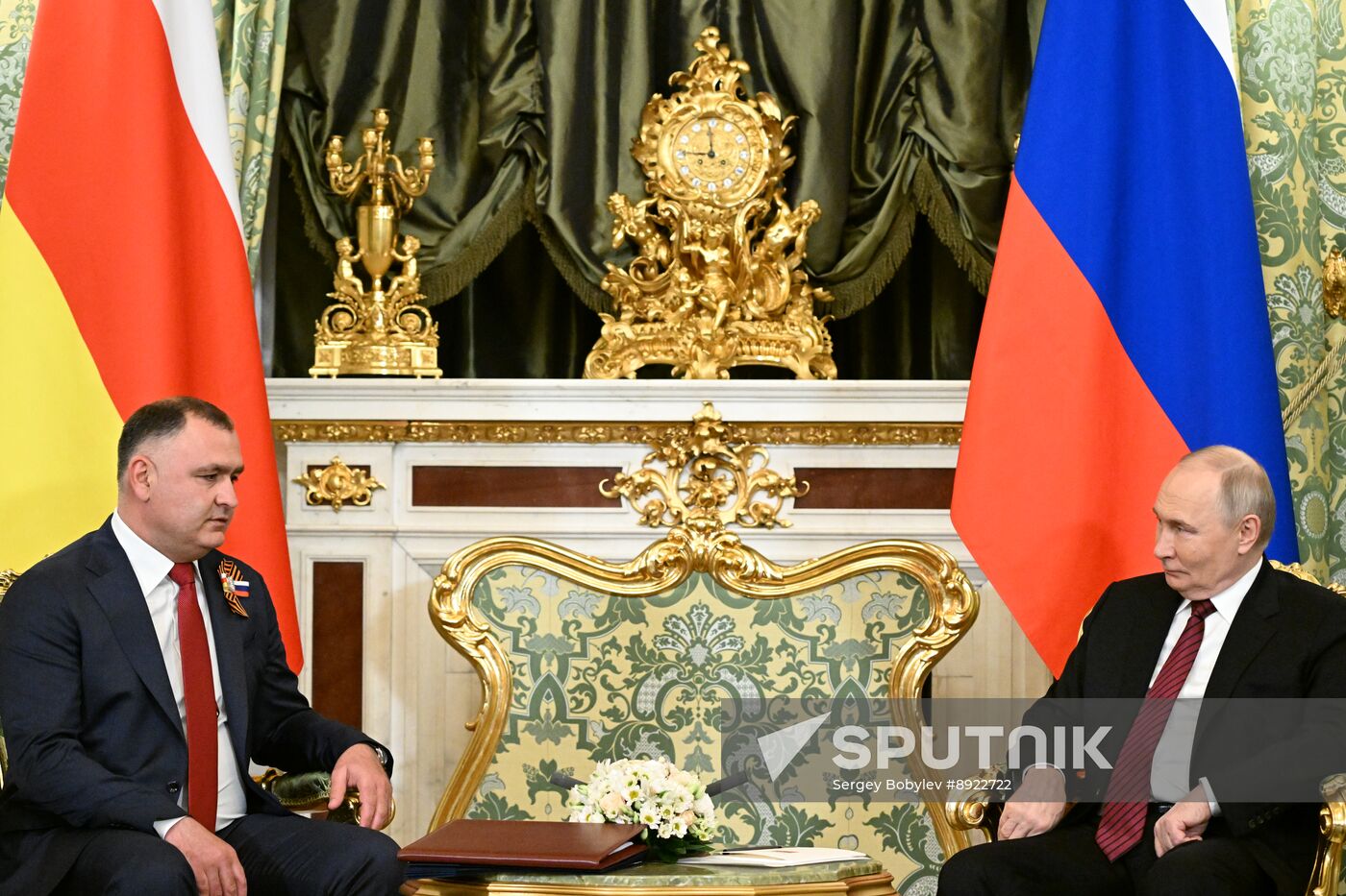 President of Russia Vladimir Putin meets with President of South Ossetia Alan Gagloev