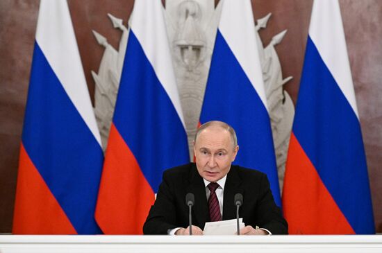 President of Russia Vladimir Putin delivers an address to representatives of Russian and foreign media. Location: Russia, Moscow. Author: Sergey Bobylev/Sputnik. President of Russia Vladimir Putin delivers address to representatives of Russian and foreign media