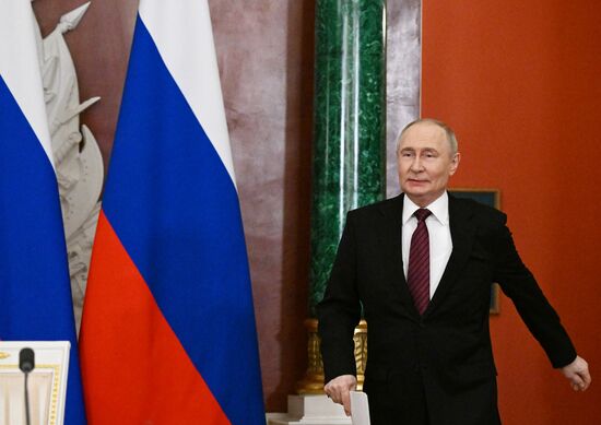 President of Russia Vladimir Putin delivers an address to representatives of Russian and foreign media. Location: Russia, Moscow. Author: Sergey Bobylev/Sputnik. President of Russia Vladimir Putin delivers address to representatives of Russian and foreign media