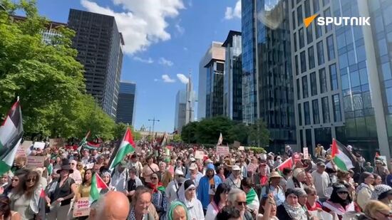 Demonstrators in Brussels demand sanctions against Israel over Gaza Strip blockade