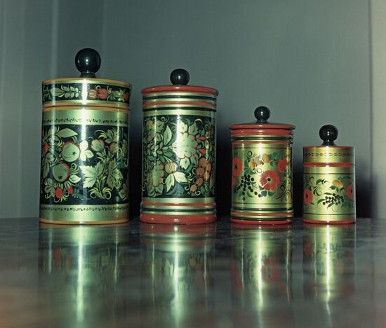 Products by masters of Khokhloma Painting factory
