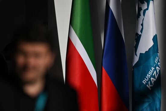On the sidelines of the The XVI International Economic Forum "RUSSIA - ISLAMIC WORLD: KAZANFORUM." Location: Russia, Republic of Tatarstan, Kazan. Author: Maksim Bogodvid/Sputnik. KAZANFORUM 2025. On the sidelines