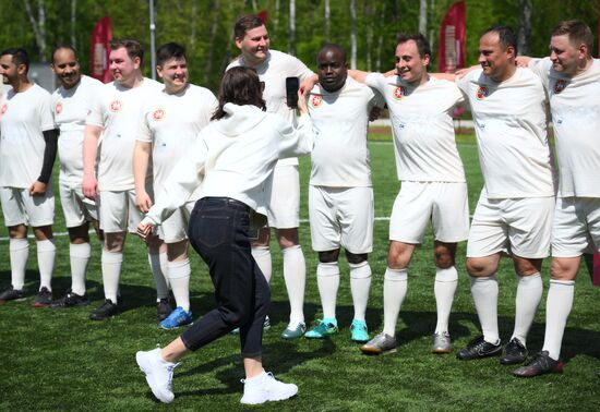 KAZANFORUM 2025. Football match between young diplomats and stars of FC Rubin