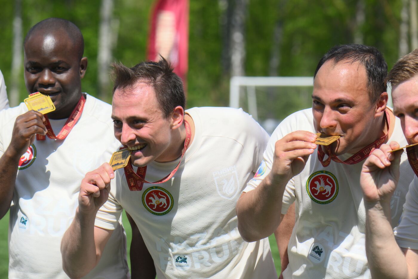 KAZANFORUM 2025. Football match between young diplomats and stars of FC Rubin