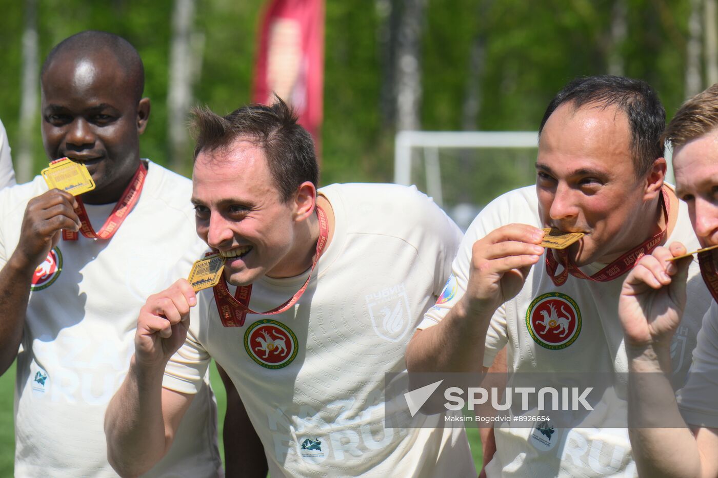 KAZANFORUM 2025. Football match between young diplomats and stars of FC Rubin