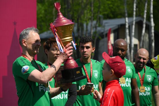 KAZANFORUM 2025. Football match between young diplomats and stars of FC Rubin