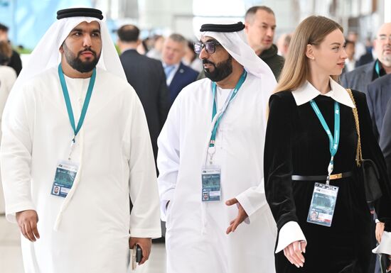 On the sidelines of the XVI International Economic Forum "RUSSIA - ISLAMIC WORLD: KAZANFORUM." Location: Russia, Republic of Tatarstan, Kazan. Author: Ilya Pitalev/Sputnik. "KAZANFORUM" 2025. On the sidelines
