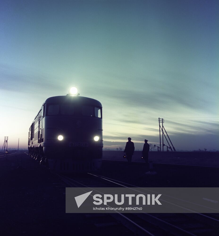 Central Asian Railway in Karakum Desert