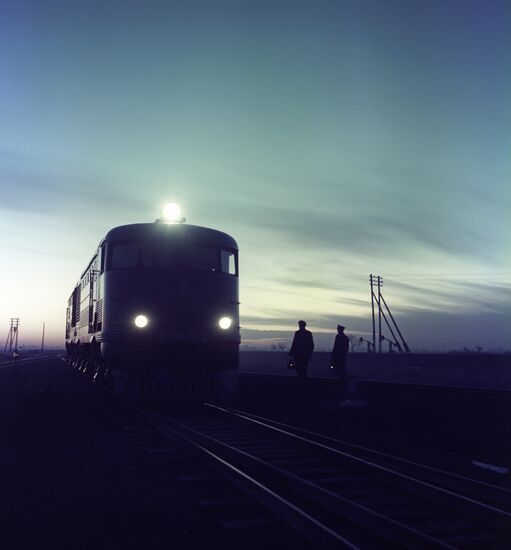 Central Asian Railway in Karakum Desert