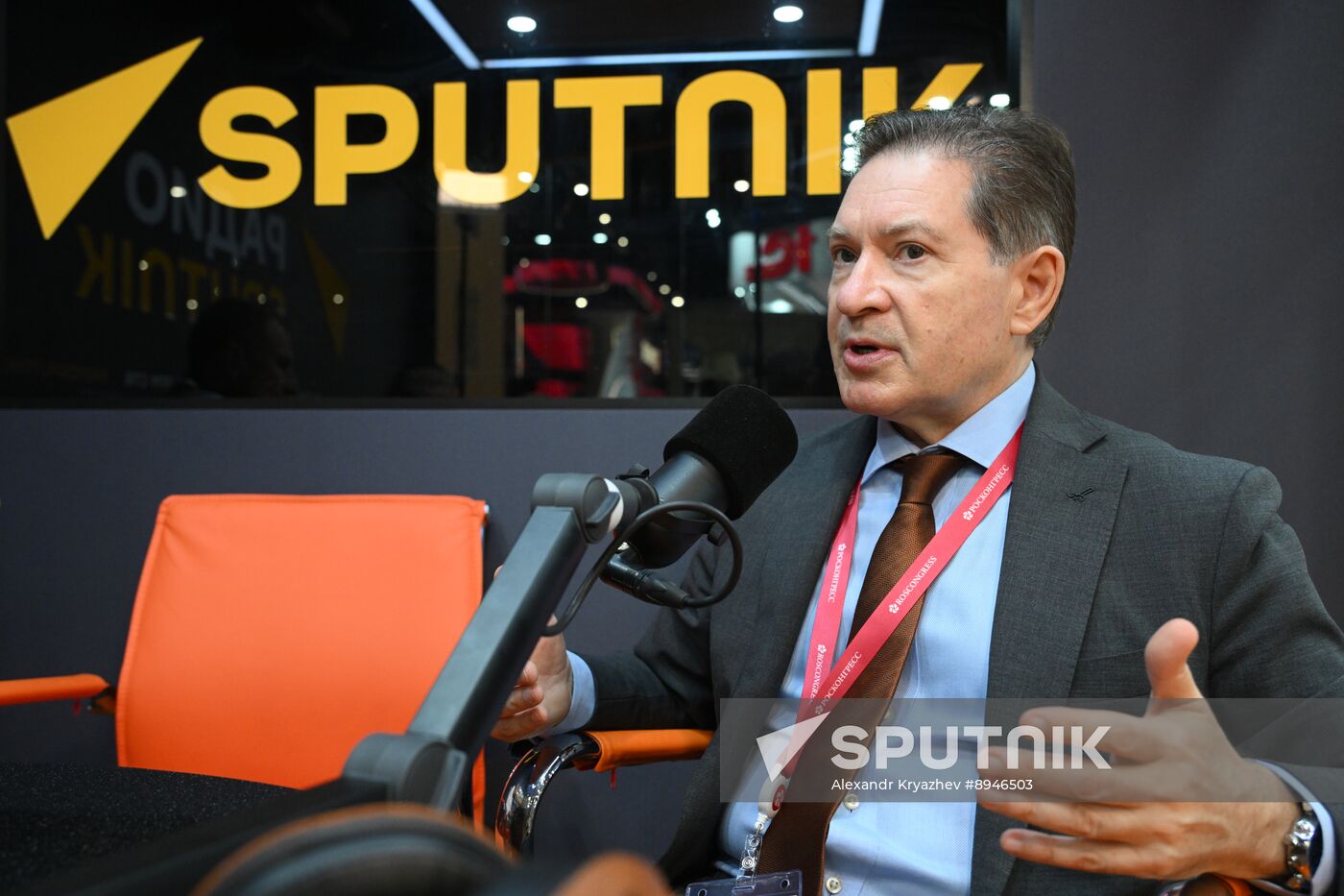 SPIEF-2025. RIA Novosti stand and Sputnik Radio studio