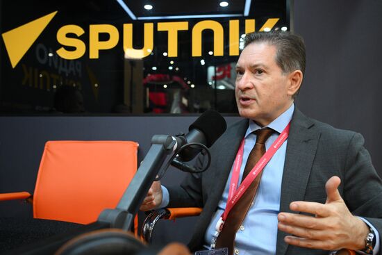 SPIEF-2025. RIA Novosti stand and Sputnik Radio studio