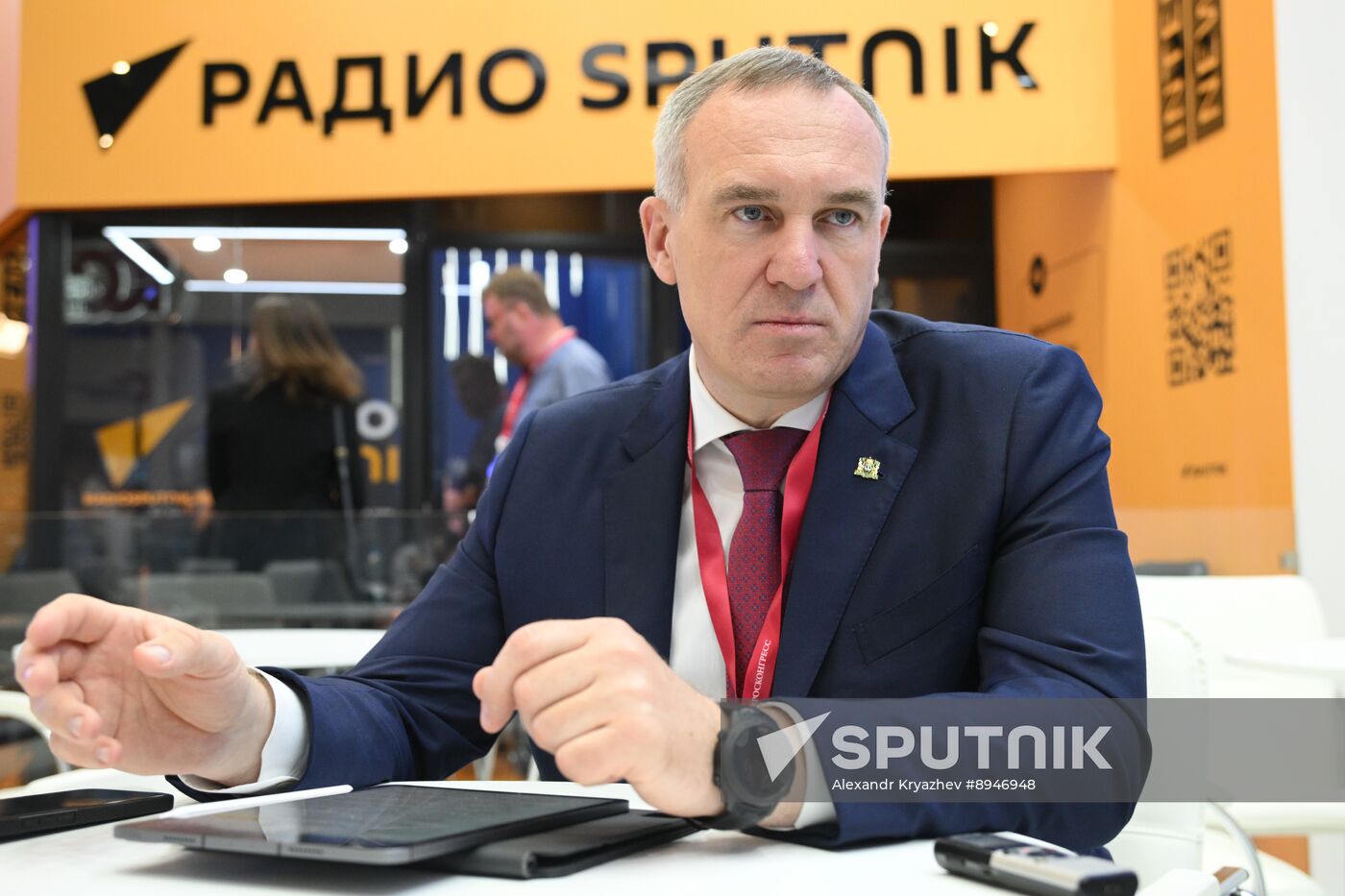 SPIEF-2025. RIA Novosti stand and Sputnik Radio studio