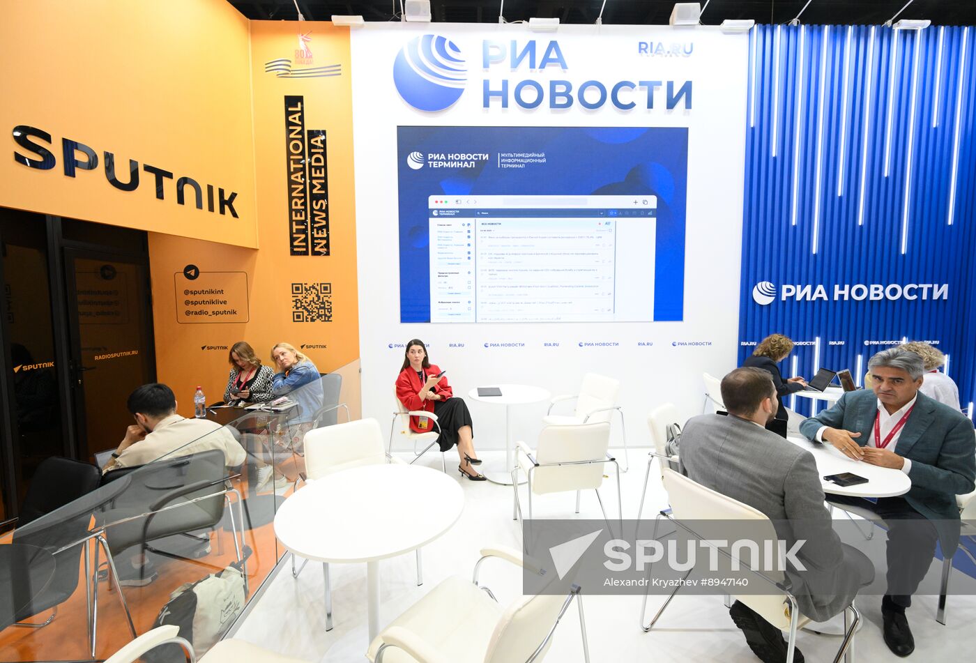 SPIEF-2025. RIA Novosti stand and Sputnik Radio studio