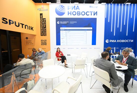 SPIEF-2025. RIA Novosti stand and Sputnik Radio studio