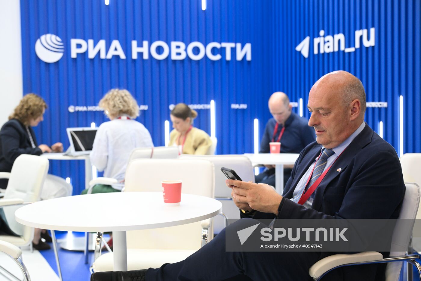SPIEF-2025. RIA Novosti stand and Sputnik Radio studio