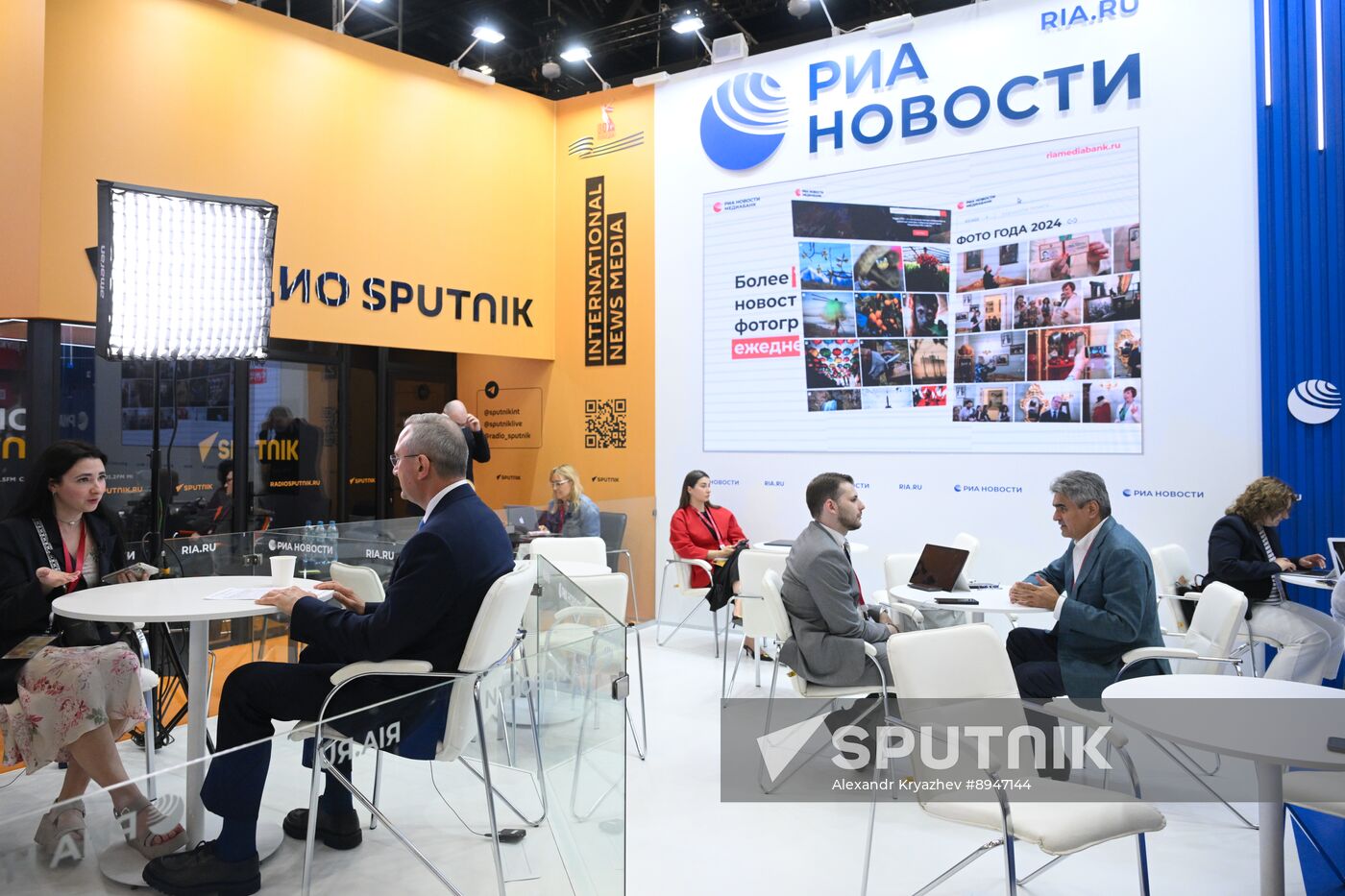 SPIEF-2025. RIA Novosti stand and Sputnik Radio studio
