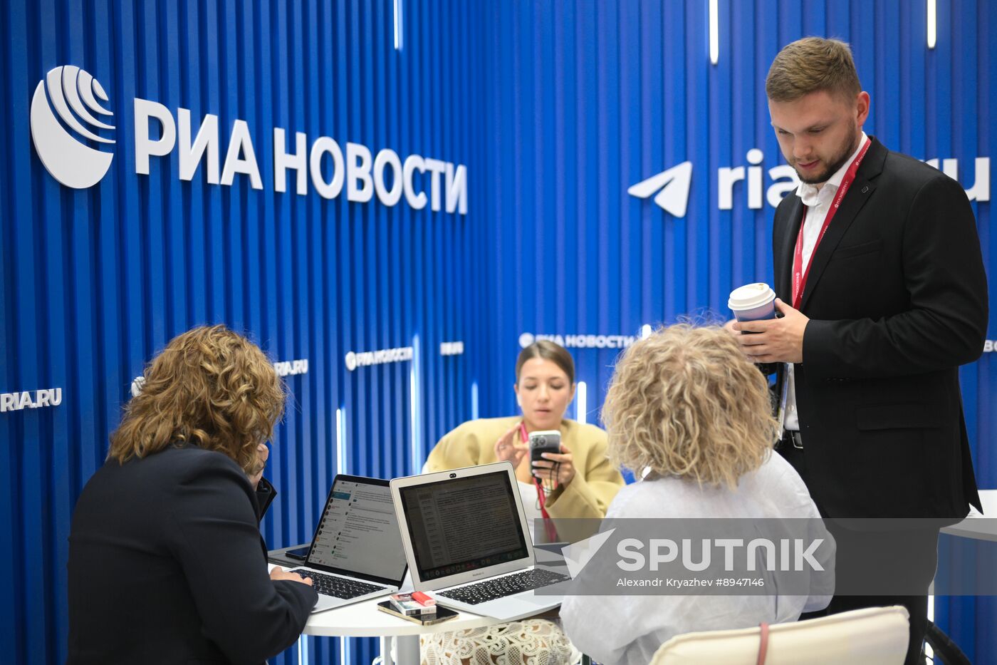 SPIEF-2025. RIA Novosti stand and Sputnik Radio studio