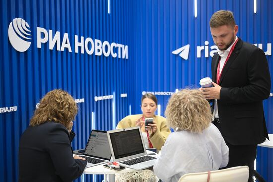 SPIEF-2025. RIA Novosti stand and Sputnik Radio studio