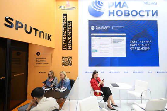 SPIEF-2025. RIA Novosti stand and Sputnik Radio studio