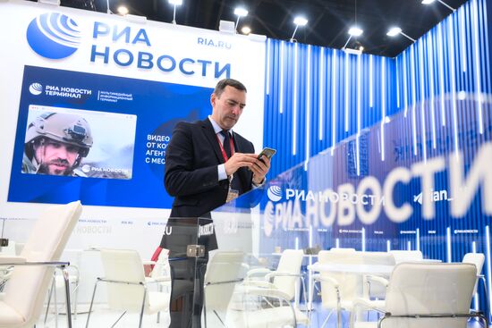 SPIEF-2025. RIA Novosti stand and Sputnik Radio studio