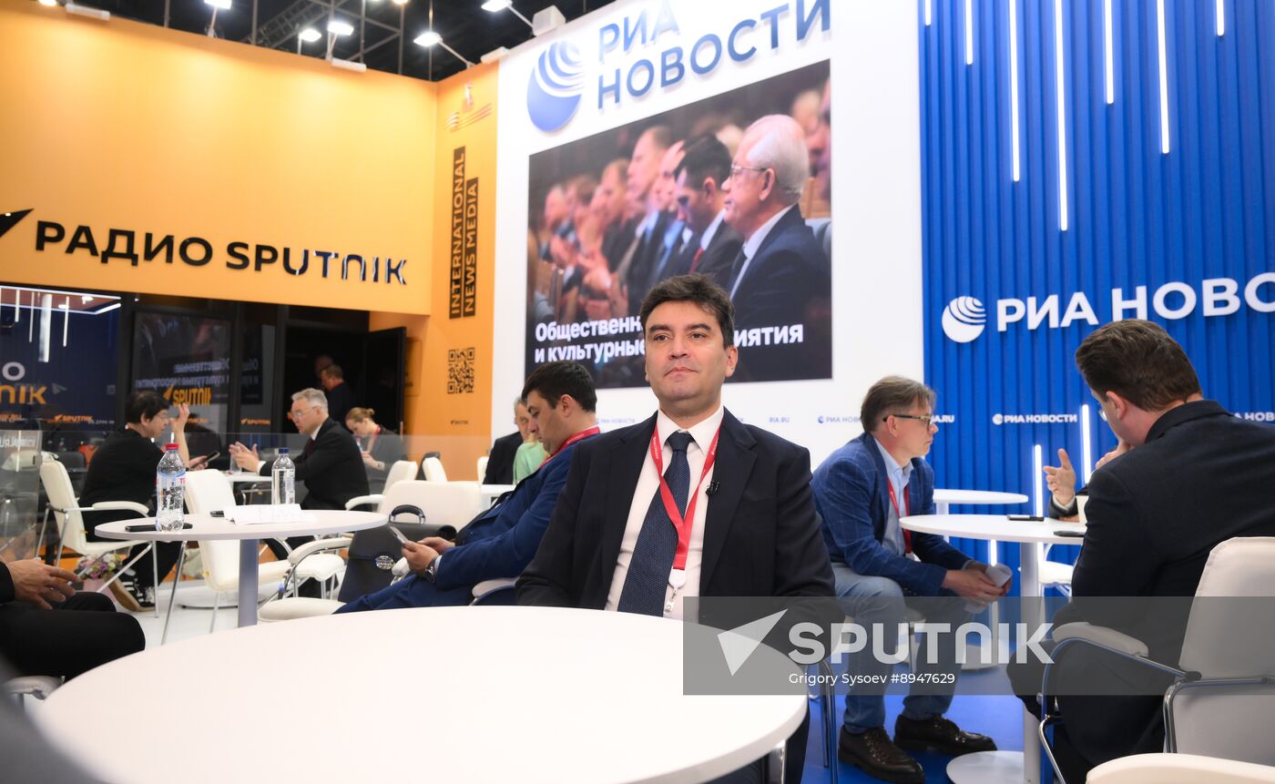 SPIEF-2025. RIA Novosti stand and Sputnik Radio studio