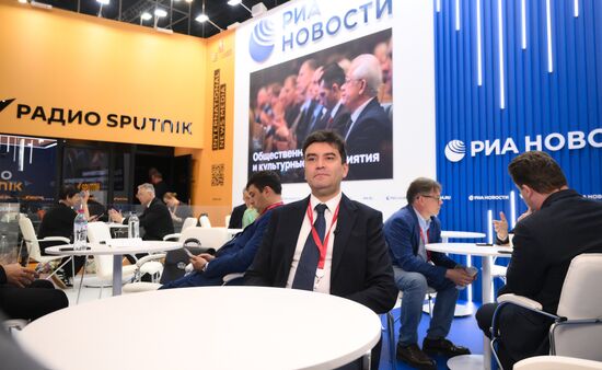 SPIEF-2025. RIA Novosti stand and Sputnik Radio studio