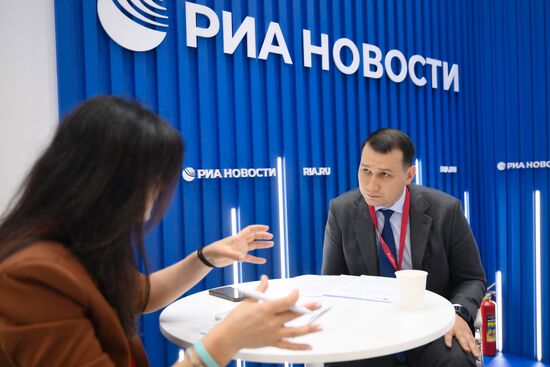 SPIEF-2025. RIA Novosti stand and Sputnik Radio studio