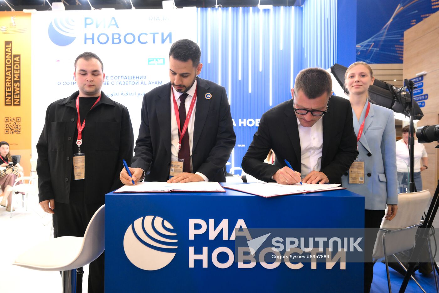 SPIEF-2025. RIA Novosti stand and Sputnik Radio studio