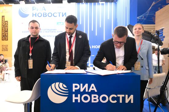 SPIEF-2025. RIA Novosti stand and Sputnik Radio studio