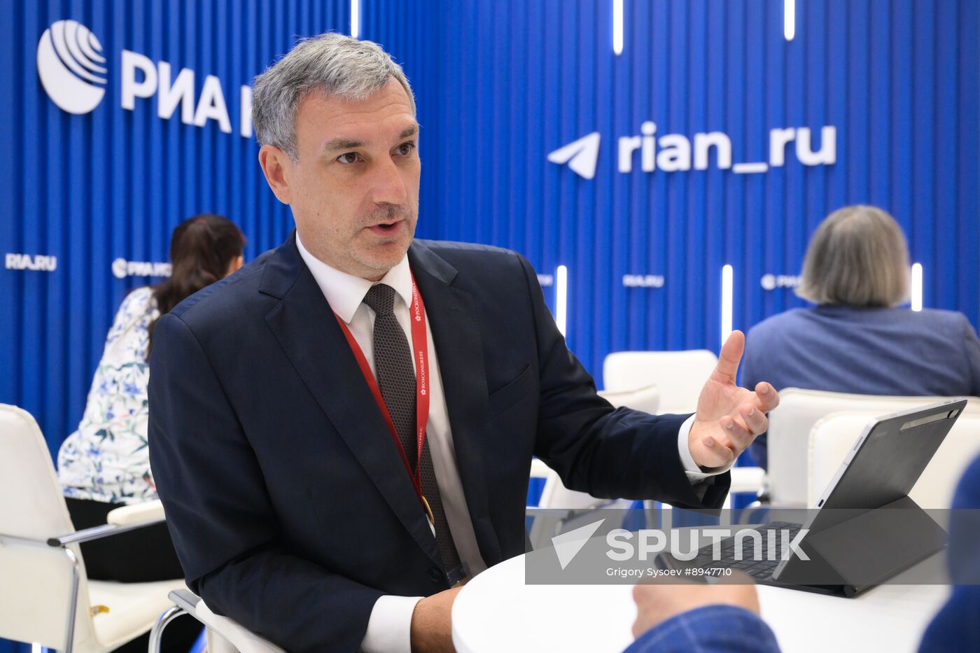 SPIEF-2025. RIA Novosti stand and Sputnik Radio studio