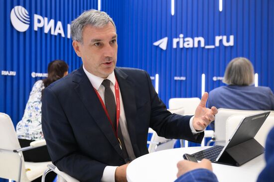 SPIEF-2025. RIA Novosti stand and Sputnik Radio studio